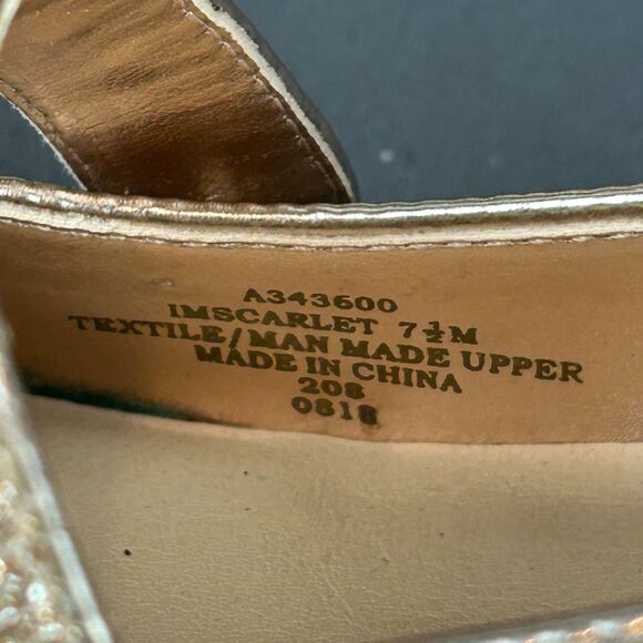 Isaac Mizrahi Live  Scarlet Rose Gold Glitter Mary Jane Pumps Shoes NEW Size 7.5 - Picture 7 of 16